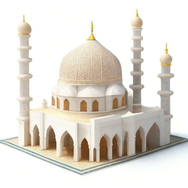 Modèle de mosquée sur fond blanc