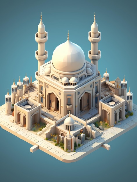 un modèle de mosquée avec un fond bleu