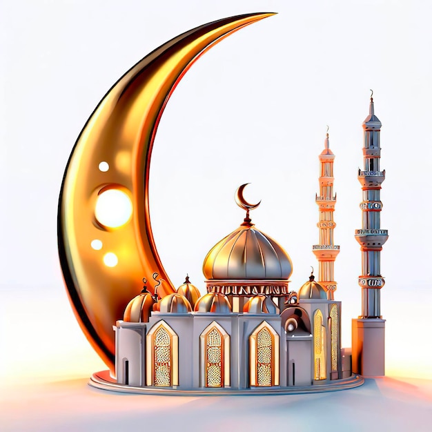 Un modèle de mosquée avec une lune et des étoiles.