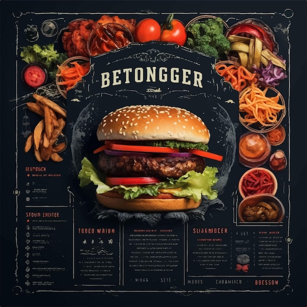 Photo modèle de nourriture de menu burger pour les médias sociaux