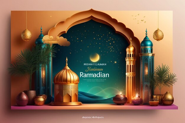 modèle de page d'atterrissage de ramadan avec gradient vectoriel gratuit