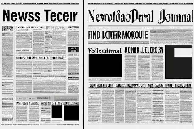 Modèle de pages de journaux Modèle vectoriel de titre de journal de presse Modèle de journal de tabloïd Arrière-plan simple