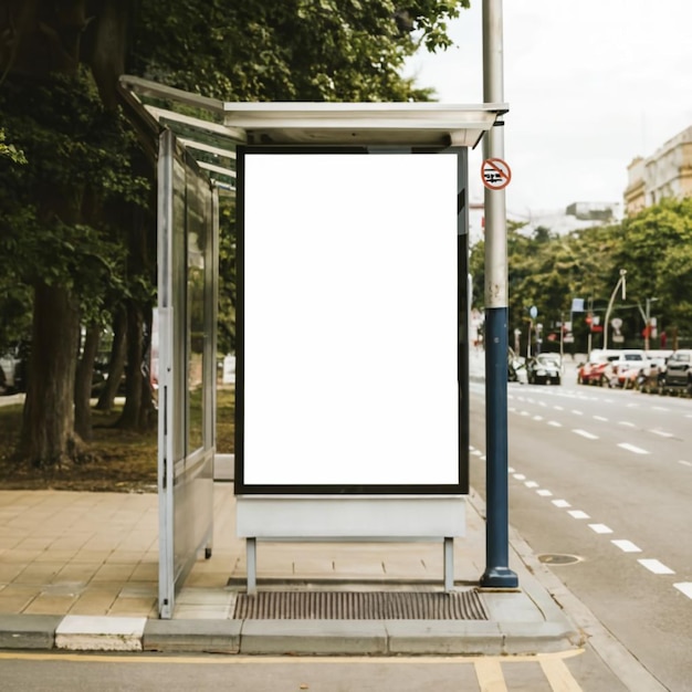 Modèle de panneau publicitaire extérieur vide à l'arrêt de bus Place publicitaire vide pour le marketing