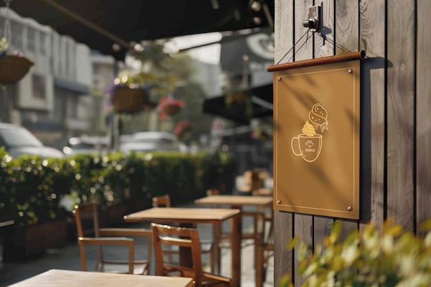 modèle de panneau de signalisation de la rue d'un café pour la conception d'un logo