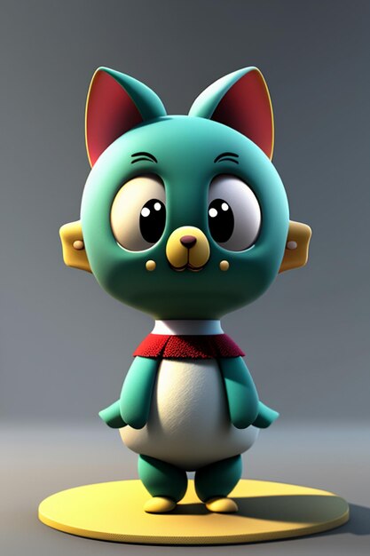 Photo modèle de personnage de chat mignon de style anime de dessin animé kawaii rendu 3d conception de produit jeu ornement de jouet