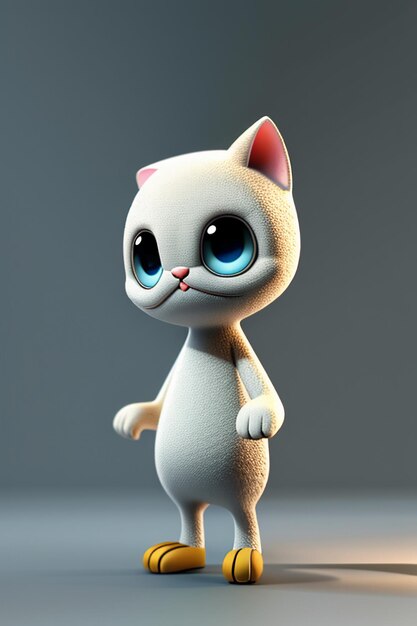 Modèle de personnage de chat mignon de style anime de dessin animé kawaii rendu 3D conception de produit jeu ornement de jouet