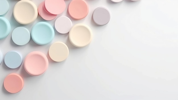 Photo modèle de pilules rondes colorées sur fond blanc