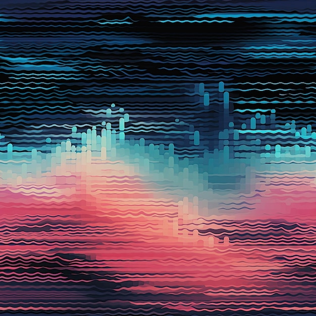 Photo modèle de pixel inspiré de la techno numérique glitch waves