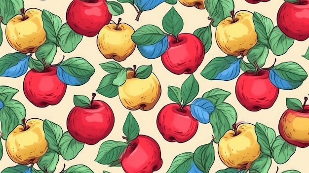 Modèle avec des pommes colorées sur fond clair généré par l'IA