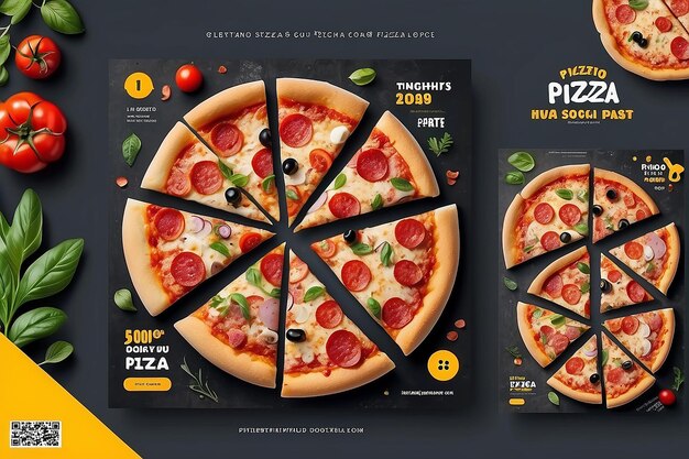 Photo un modèle de post sur les réseaux sociaux pour une délicieuse pizza