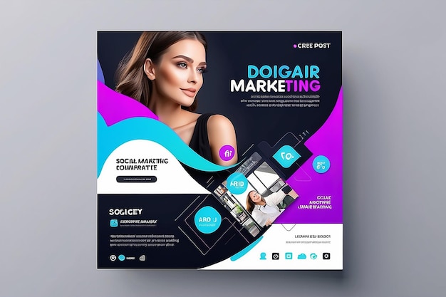 Photo modèle de poste de marketing numérique pour les médias sociaux agence de marketing numérique modèle de flyer carré