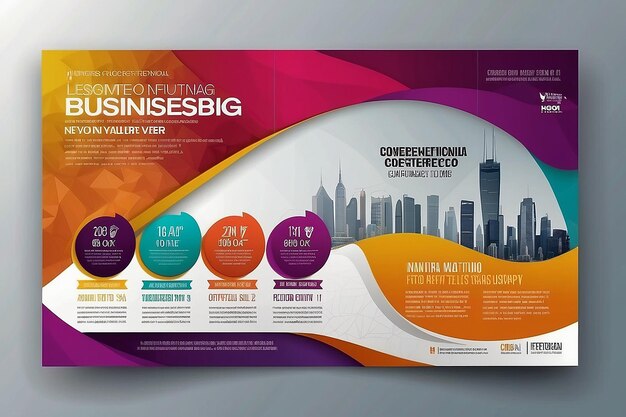 Photo modèle de présentation de la brochure de la conférence d'affaires horizontale