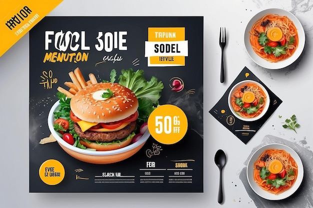 Modèle de promotion culinaire avec photo Modèle de publication sur les réseaux sociaux