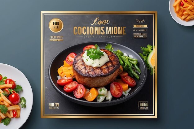 Photo modèle de promotion culinaire avec photo post sur les réseaux sociaux