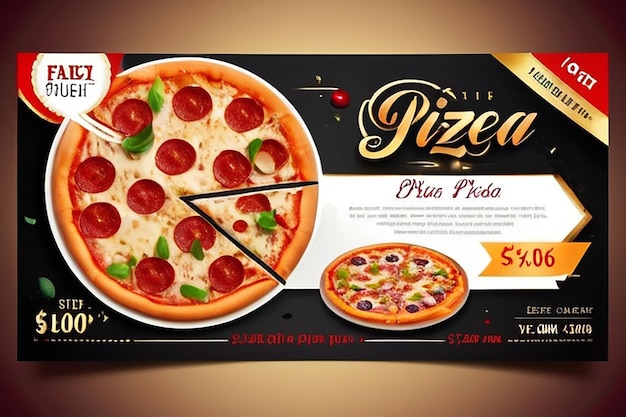 modèle de prospectus de chèque-cadeau de restaurant avec une délicieuse pizza au fromage pepperoni