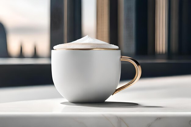 Photo modèle de publicité de café élégant marbre blanc