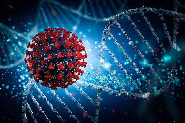 Modèle de rendu 3D Coronavirus 2019-nCoV. Vue microscopique d'un virus infectieux.