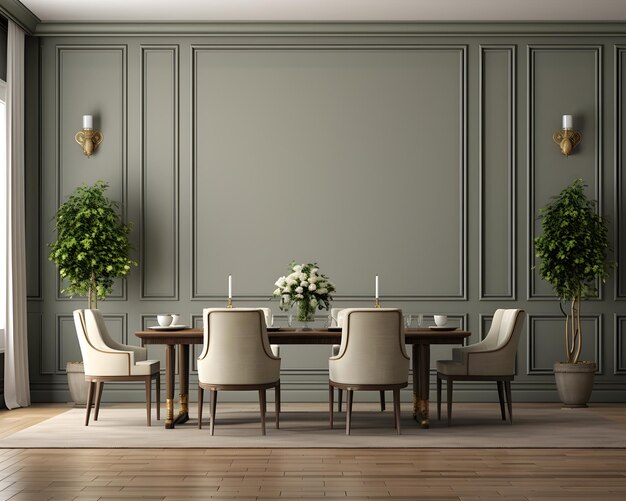 Photo modèle de salle à manger de style victorien modèle 3d render design d'intérieur
