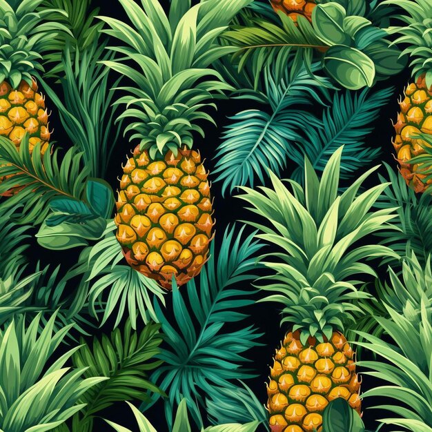 Photo un modèle sans couture d'ananas avec des ananas.