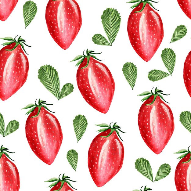 Modèle sans couture aquarelle de champ de fraises