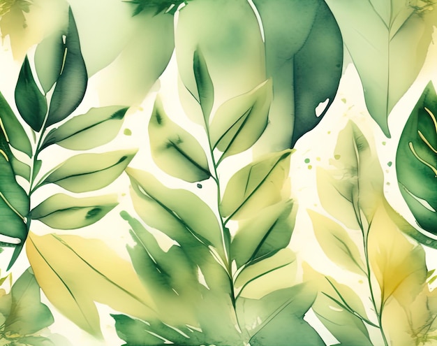 modèle sans couture aquarelle feuilles tropicales fond d'été exotique