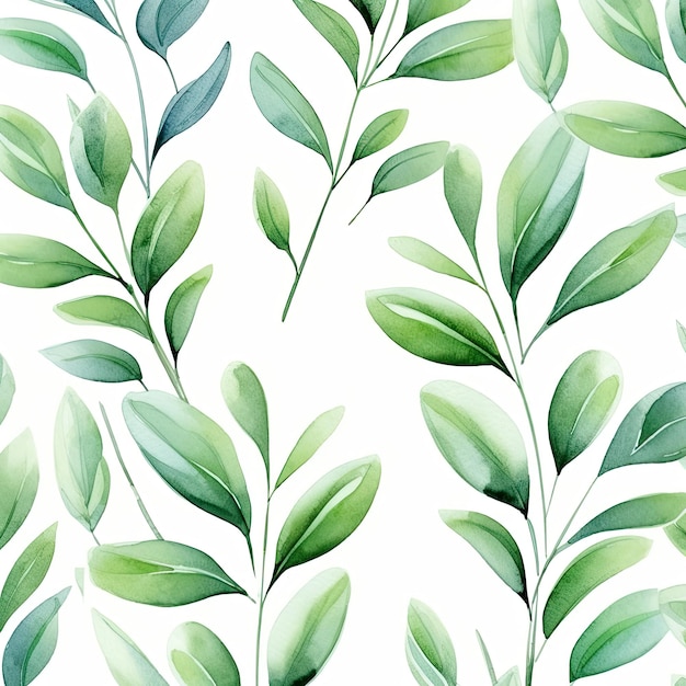 modèle sans couture aquarelle de feuilles vertes