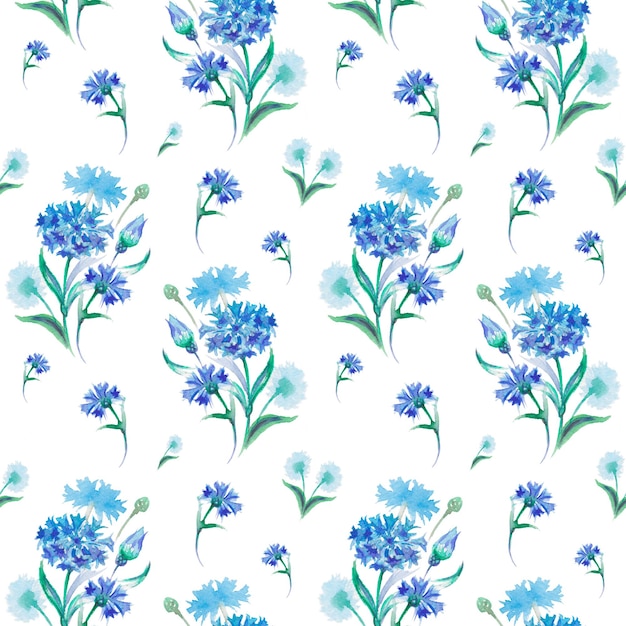 modèle sans couture aquarelle floral avec beau bleuet, fond dessiné à la main