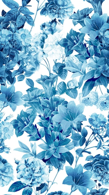 Photo modèle sans couture à l'aquarelle florale bleue