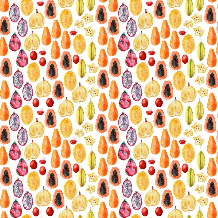 Photo modèle sans couture aquarelle avec fruits exotiques