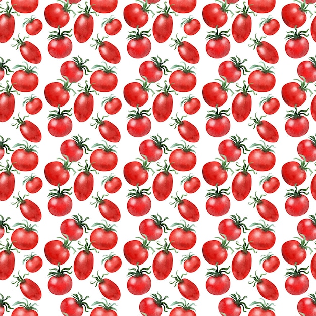 Modèle sans couture aquarelle avec l'image de tomates fraîches et de concombres