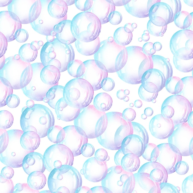 Modèle sans couture de bulles aquarelle Bulles de savon flottant dans l'illustration de l'air