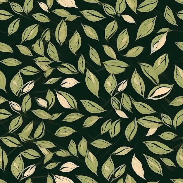 Modèle sans couture conception organique abstraite de feuilles de basilic sur fond vert foncé