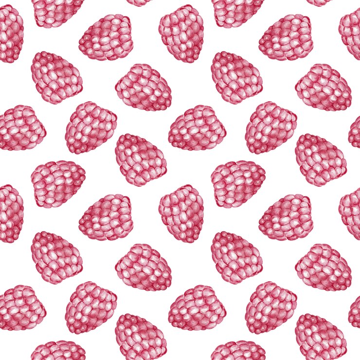 Modèle sans couture douce framboise. Illustration aquarelle