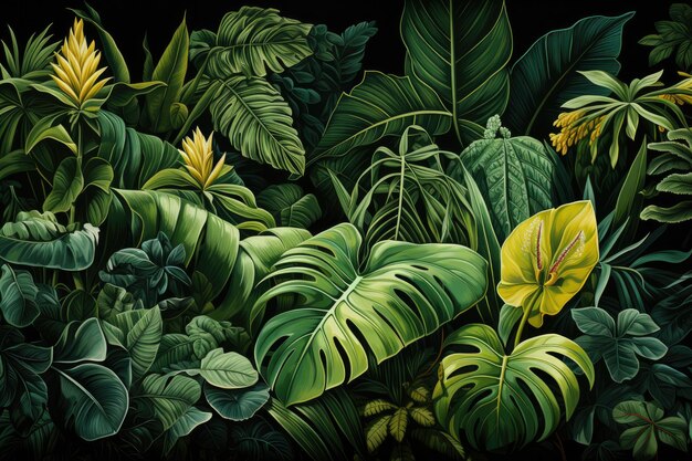 Modèle sans couture de feuille de monstera exotique pour les vibrations estivales ai génératif