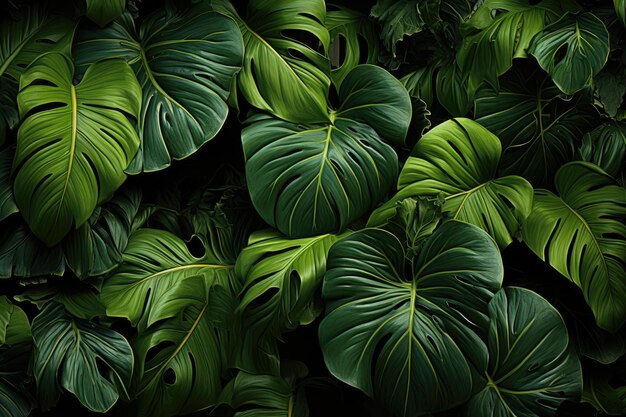 Modèle sans couture de feuille de monstera exotique pour les vibrations estivales ai génératif