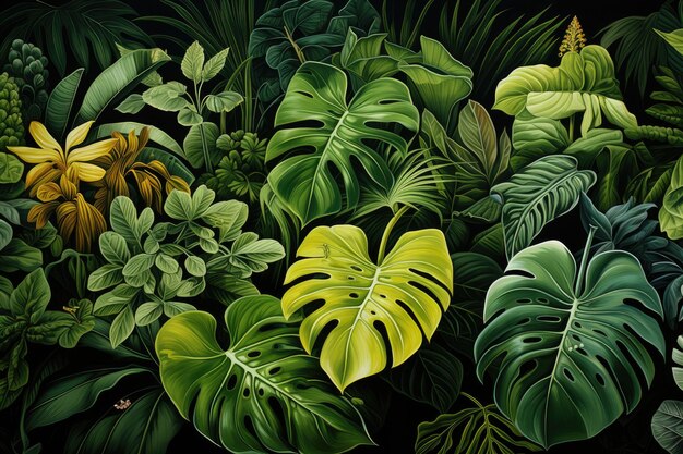 Modèle sans couture de feuille de monstera exotique pour les vibrations estivales ai génératif