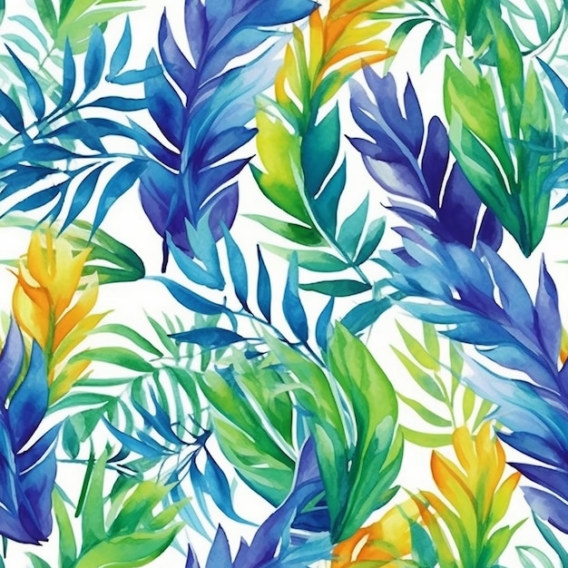 Modèle sans couture avec des feuilles tropicales sur fond blanc