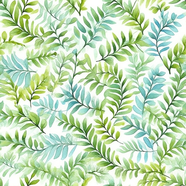 Modèle sans couture avec des feuilles vertes sur fond blanc.