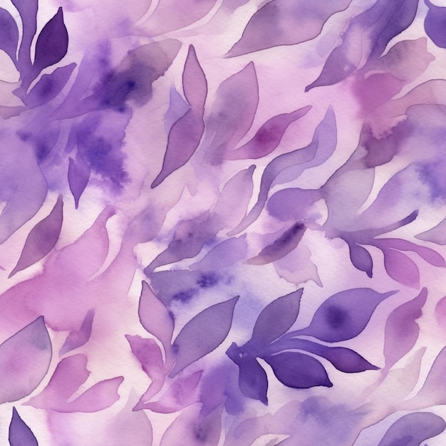 Un modèle sans couture avec des feuilles violettes sur fond rose.