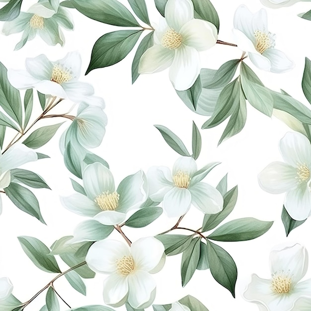 Modèle sans couture avec une fleur de magnolia blanche.