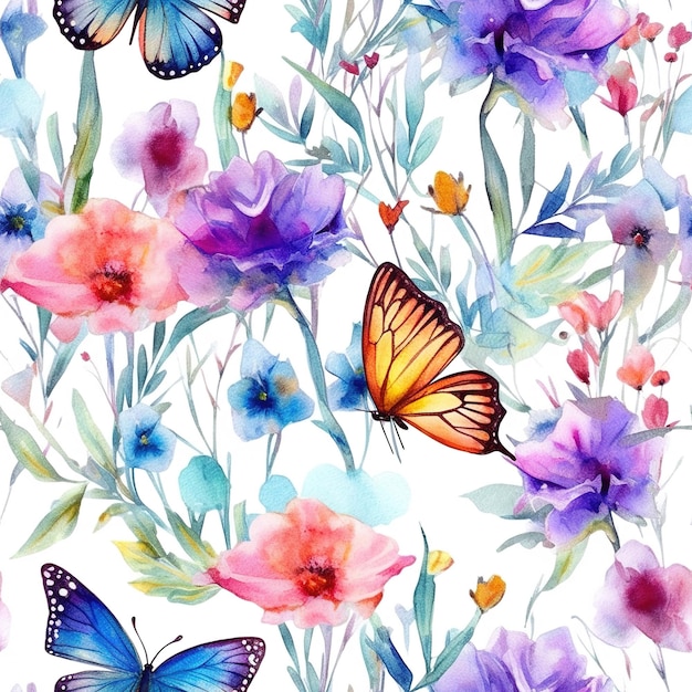 Modèle sans couture avec des fleurs aquarelles Illustration dessinée à la main