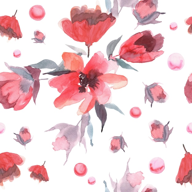 Modèle sans couture avec des fleurs aquarelles peintes à la main