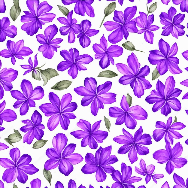 Un modèle sans couture avec des fleurs violettes sur fond blanc