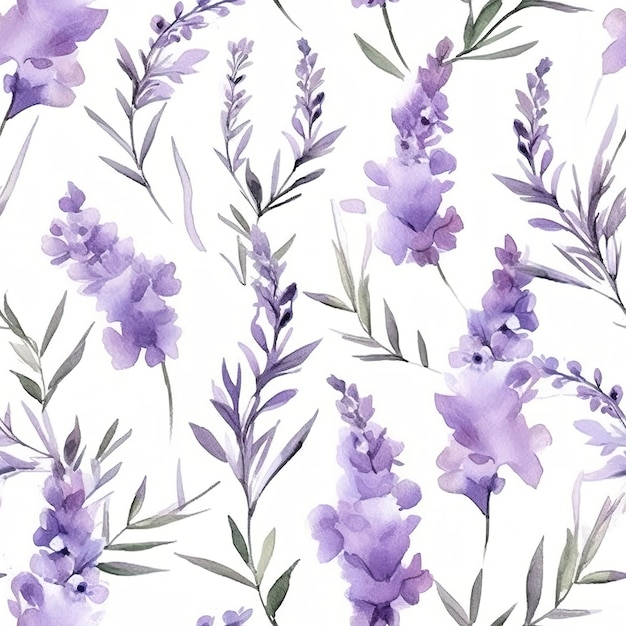 Un modèle sans couture avec des fleurs violettes.