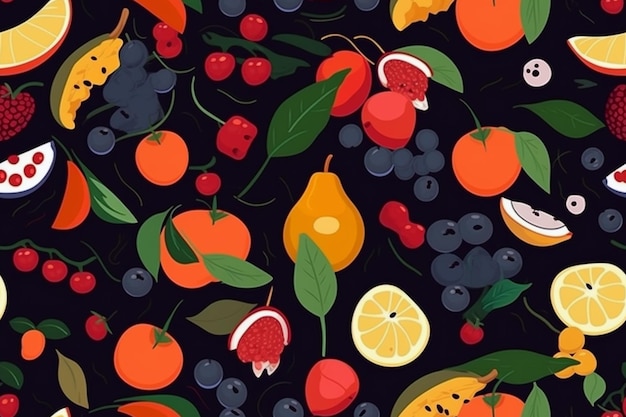 Modèle sans couture de fruits frais Ai génératif