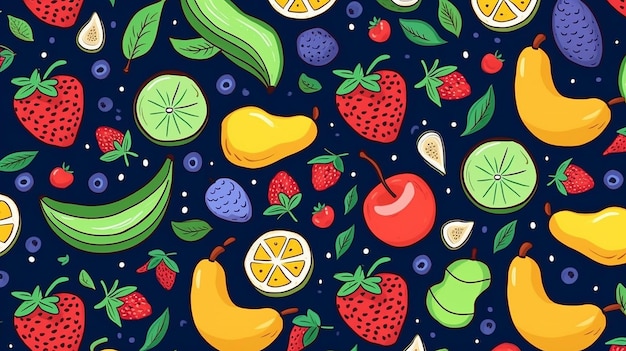 Un modèle sans couture de fruits et légumes.