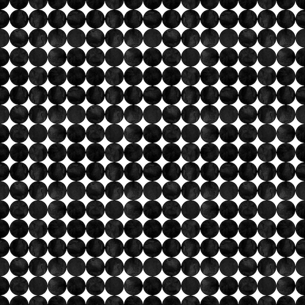 Modèle sans couture géométrique abstraite. Oeuvre d'art monochrome minimaliste en noir et blanc avec des formes et des figures simples. Texture en forme de cercles aquarelles. Impression pour textile, papier peint, emballage