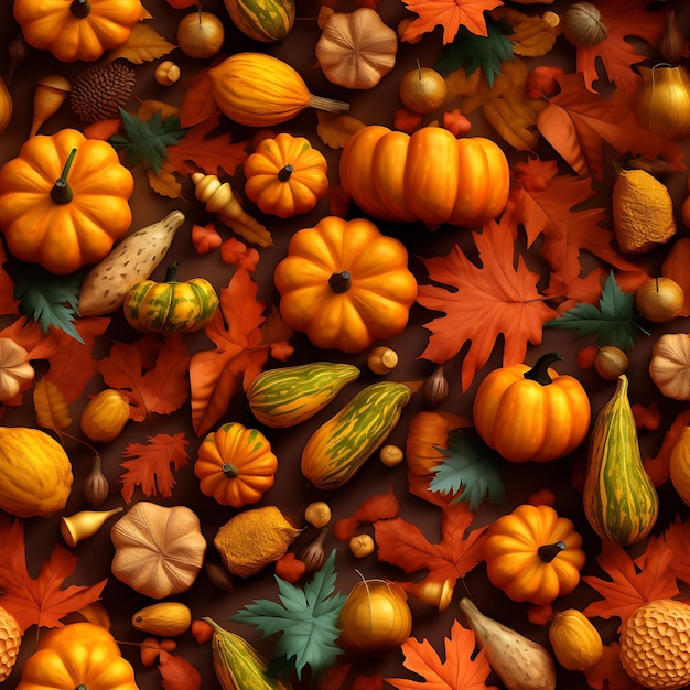 Modèle sans couture joyeux Thanksgiving Dayautomne automneThanksgiving citrouilles mignonnes fond doodle