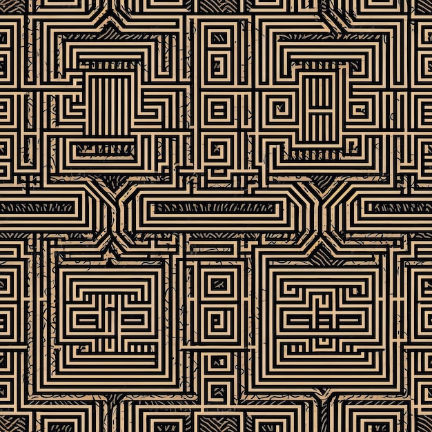 Modèle sans couture avec labyrinthe géométrie abstraite texture fond d'écran design AI générative