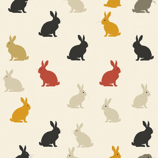 Modèle sans couture de lapin de couleur Boho vectoriel minimaliste simple